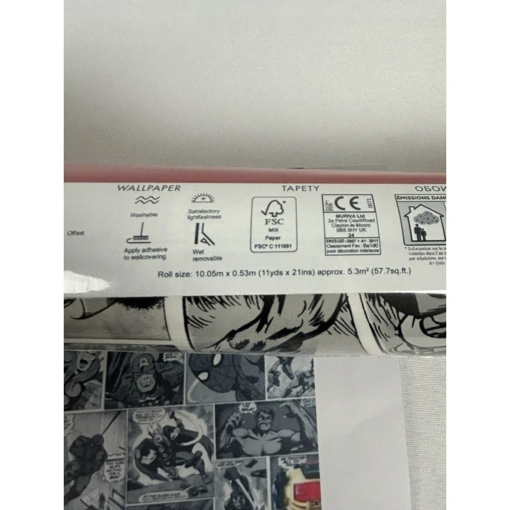 Marvel Action Heros Comic Strip Wallpaper 159502 Black and White 11Yds x 21